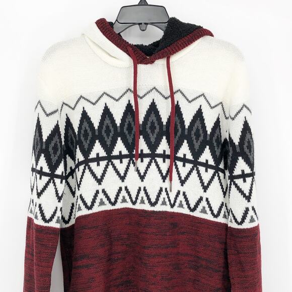 XRAY Men's Colorblocked Pattern Hoodie Sweater Jester Red Medium Long Sleeve NWT - Picture 4 of 11